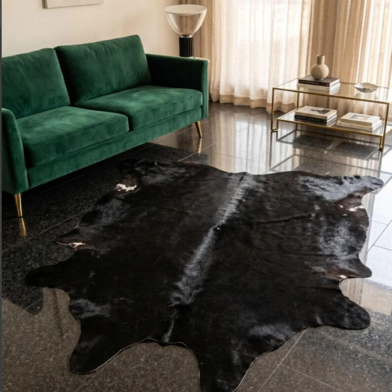 Luxury Solid Black Cow Hide Rug | Genuine Black Cowhide Rug | Cow Hide Rug Price in Pakistan