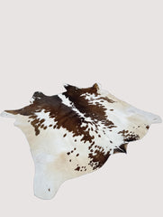 Natural Brown & White Genuine Cowhide Rug | Authentic Hair-On Cow Skin Leather Area Rug
